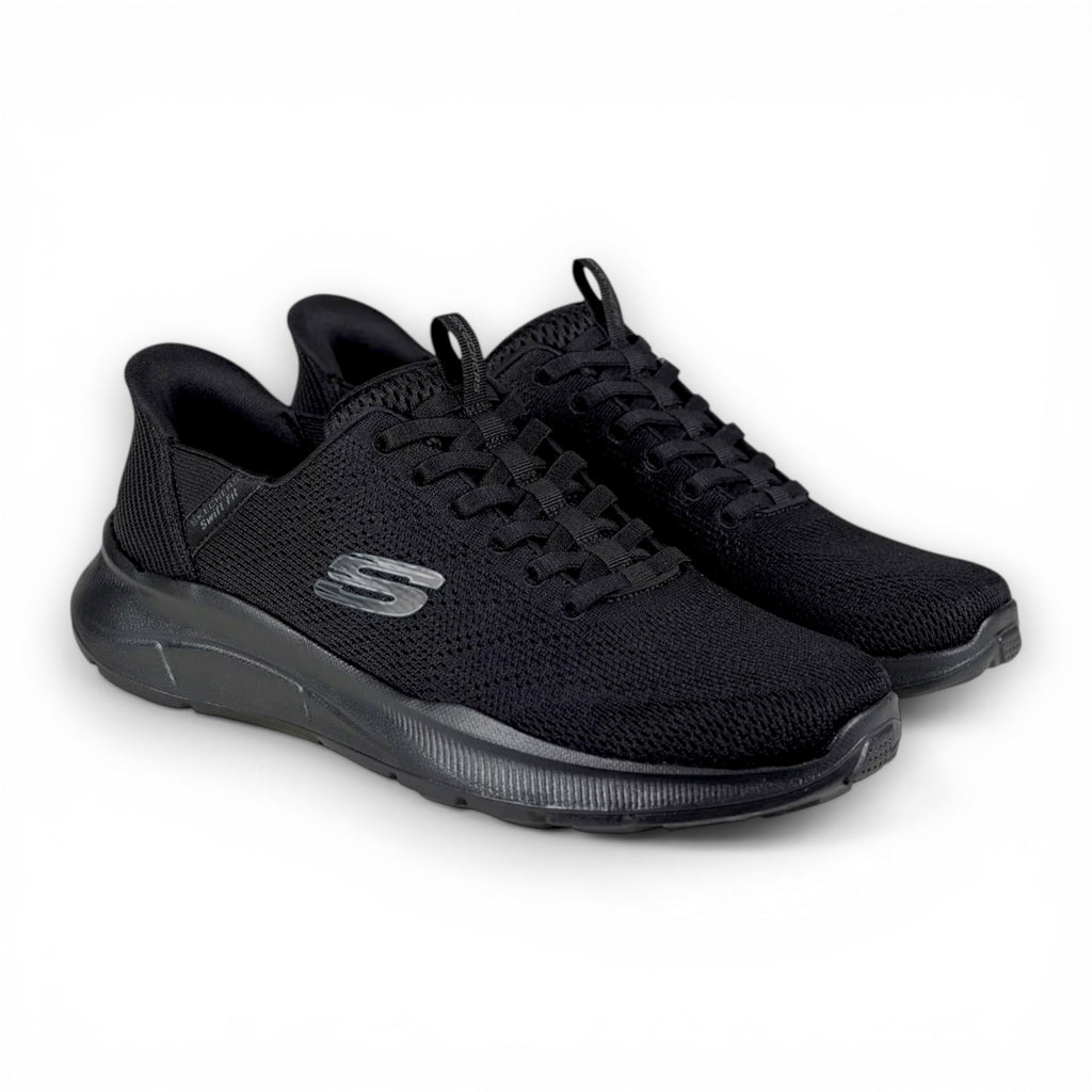 black sneakers on a white background