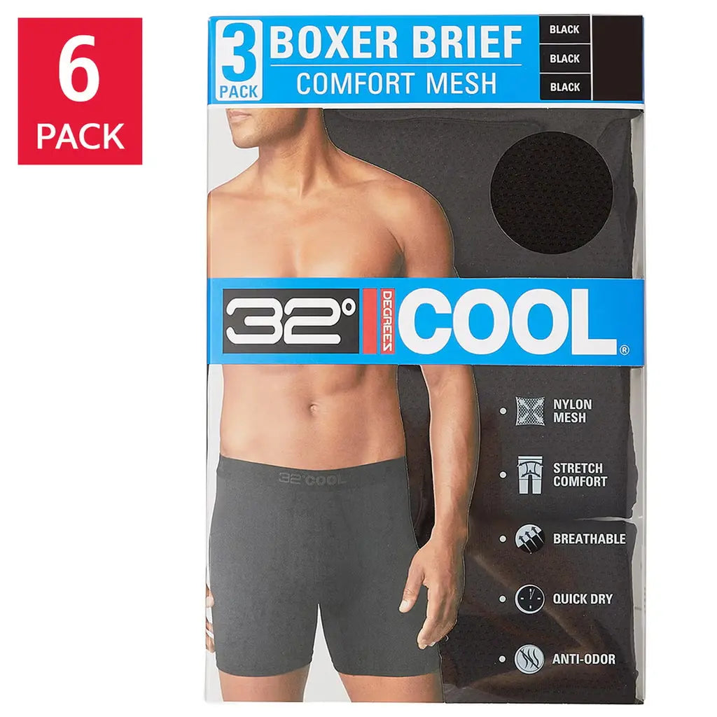 32 Degrees Men's Comfort Mesh Boxer Brief, 6‑Pack