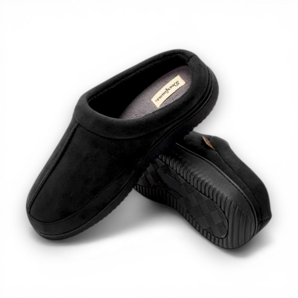 Black slippers on a white background