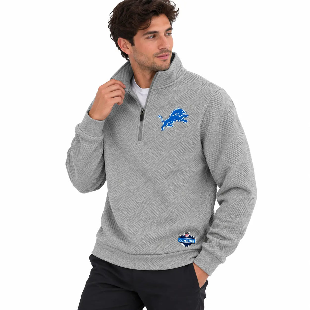 NFL Men's 1/4 Zip Pullover Detroit Lions