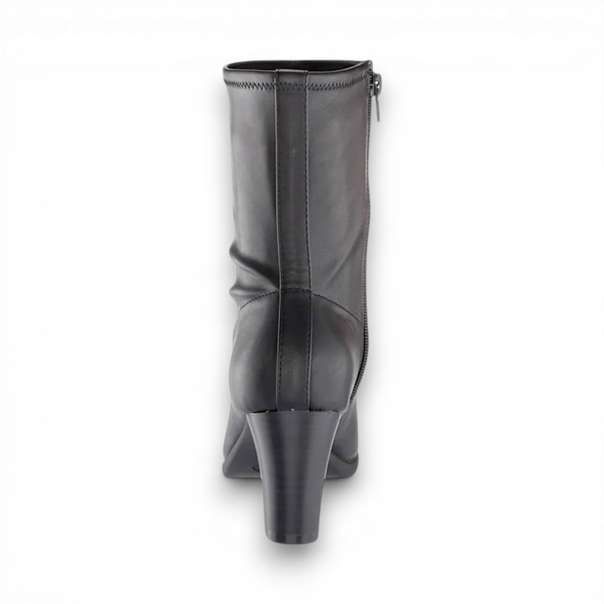 Black leather boot on a white background
