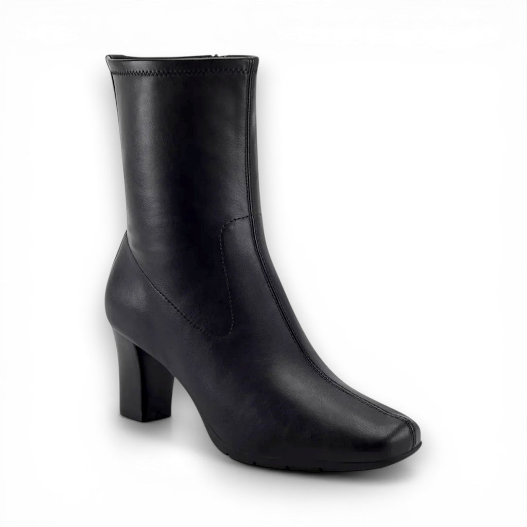 Black ankle boot on a white background