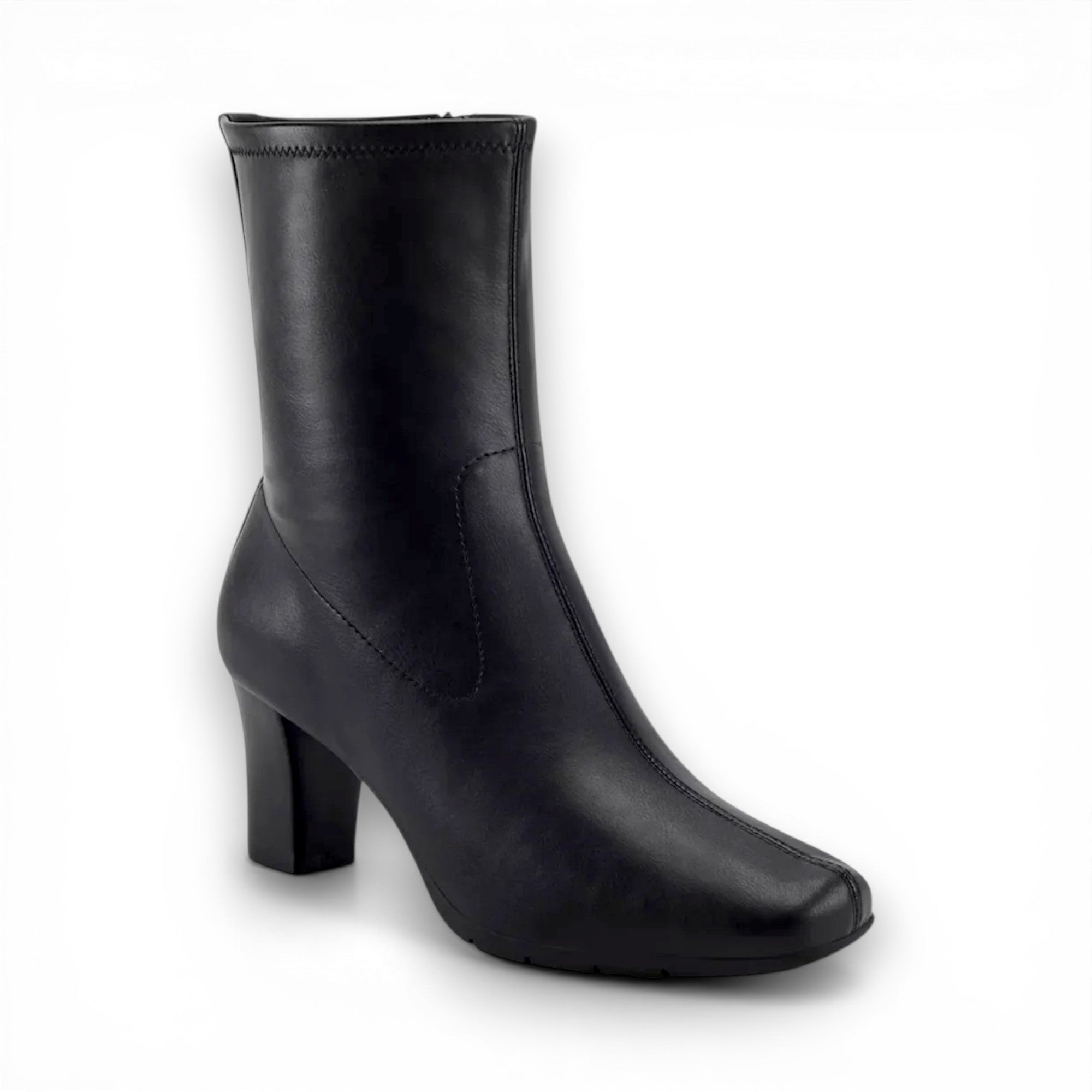 Black ankle boot on a white background